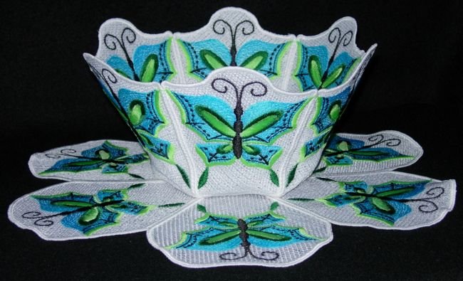 BFC0211 Lace Bowl & Doily Chinese Butterflies