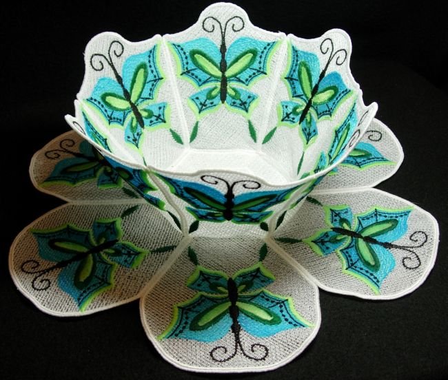 BFC0211 Lace Bowl & Doily Chinese Butterflies