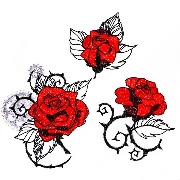 BFC2135 Red Roses Black leaves