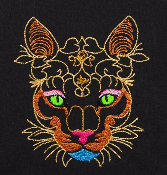 BFC2143 Brightly Embellished Cat with Flowers
