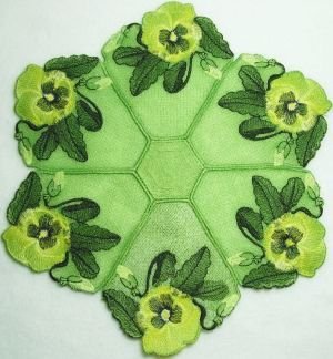 BFC0217 Lace Bowl & Doily Pansies