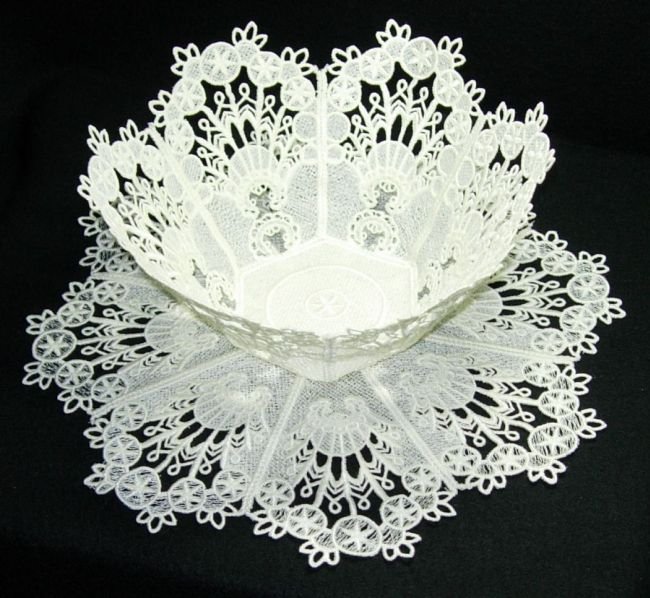 BFC0218 Lace Bowl & Doily White Lace