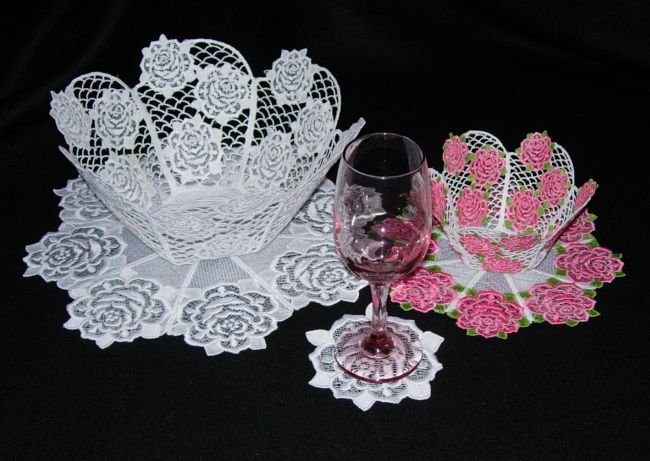 BFC0240 Lace Bowl & Doily-Lace Rose