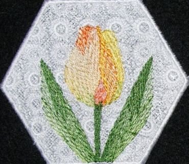 BFC0248 Lace Bowl & doily-Watercolor Tulips