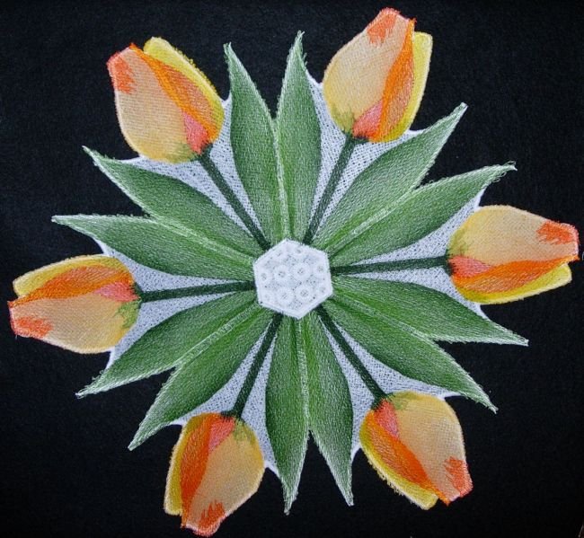 BFC0248 Lace Bowl & doily-Watercolor Tulips