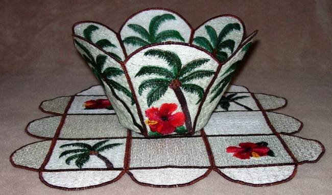 BFC0264 Lace Bowl and Doily-Tropical Palms