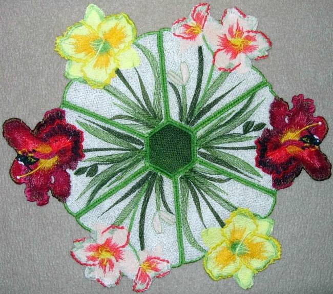 BFC0280 Lace Bowl and Doily-Day Lilies