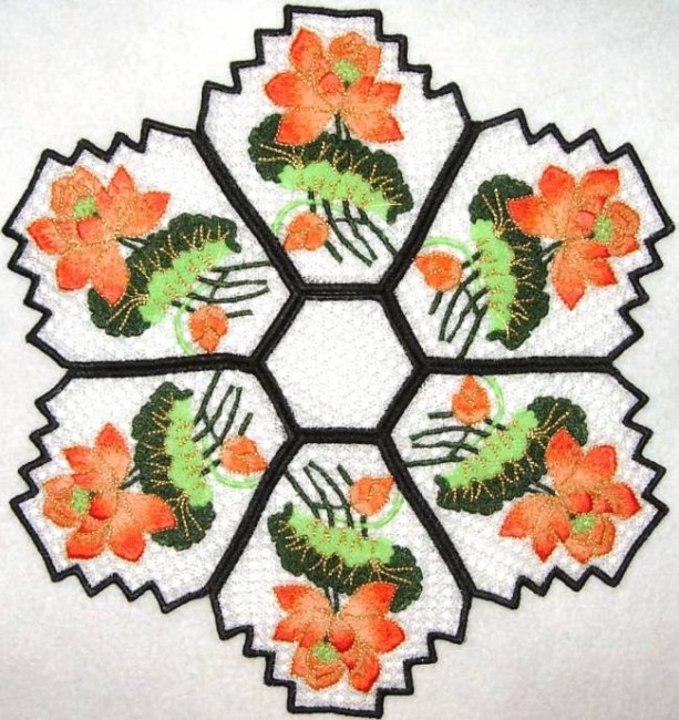 BFC0288 Lace Bowl and Doily Lotus Flowers