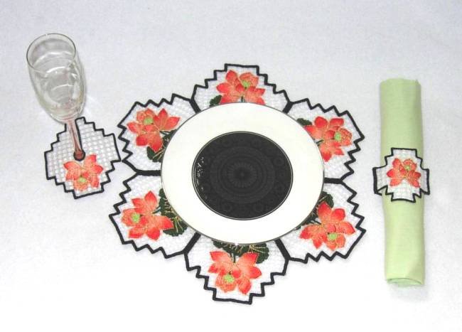 BFC0288 Lace Bowl and Doily Lotus Flowers