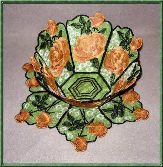 BFC0301 Lace Bowl & doily-Watercolor Roses