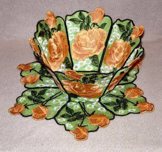 BFC0301 Lace Bowl & doily-Watercolor Roses