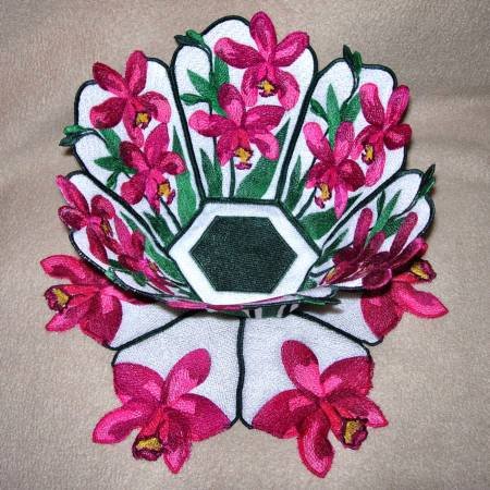 BFC0304 Lace Bowl & Doily  Watercolor Orchids