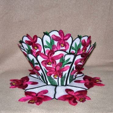 BFC0304 Lace Bowl & Doily  Watercolor Orchids