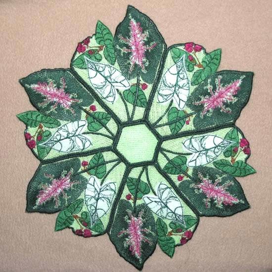 BFC0322  Lace Bowl & Doily  Caladium