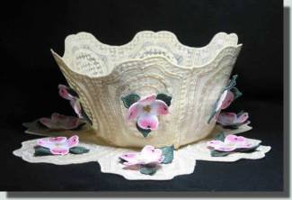 BFC0327   Lace Bowl & Doily  Three Dimensional Dogwood