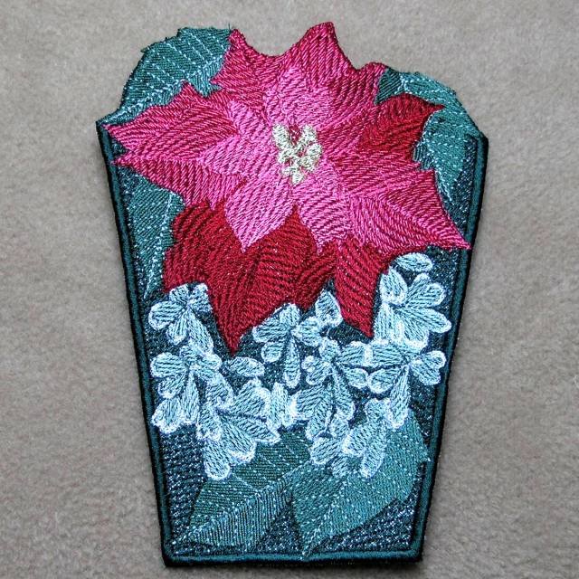 BFC0382 Lace Bowl & Doily Poinsettias