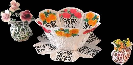 BFC0422 Lace Bowl & Doily Flower Vases