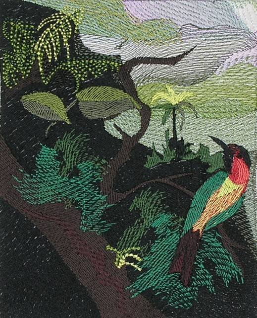 BFC0569 Window - Orchids & The Hummingbird