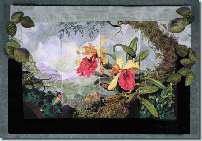 BFC0569 Window - Orchids & The Hummingbird