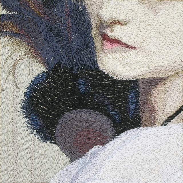 BFC0570 Window- Lady with Peacock Feathers