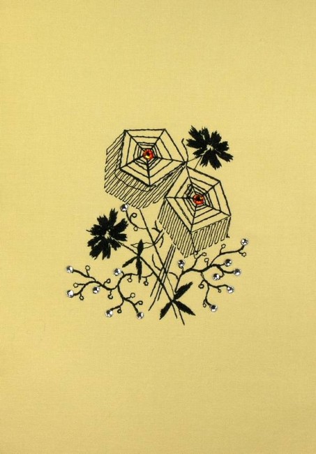 BFC0591 Crystal Flowers - Blackwork