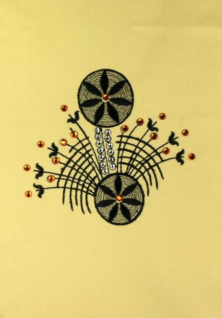 BFC0591 Crystal Flowers - Blackwork
