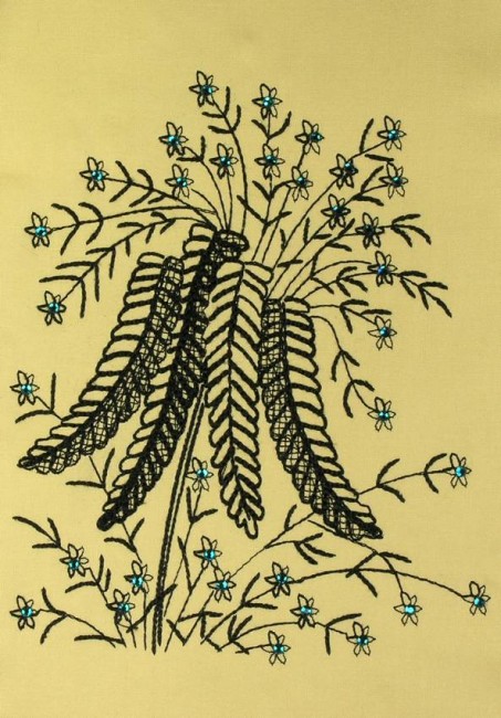 BFC0591 Crystal Flowers - Blackwork