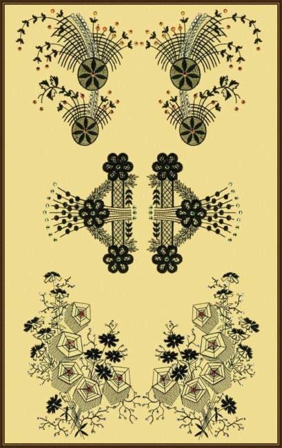 BFC0591 Crystal Flowers - Blackwork