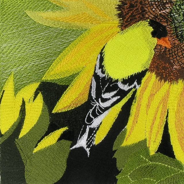 BFC0593 Window - Sunflowers and Finches