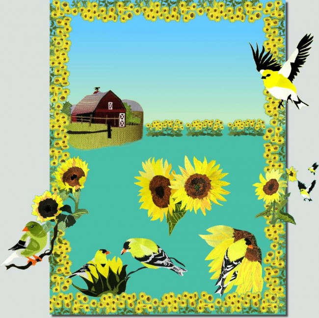 BFC0603 Sunflowers and Finches Designs