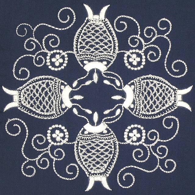 BFC0639 Chinese Indigo Centerpiece, Borders and Corners