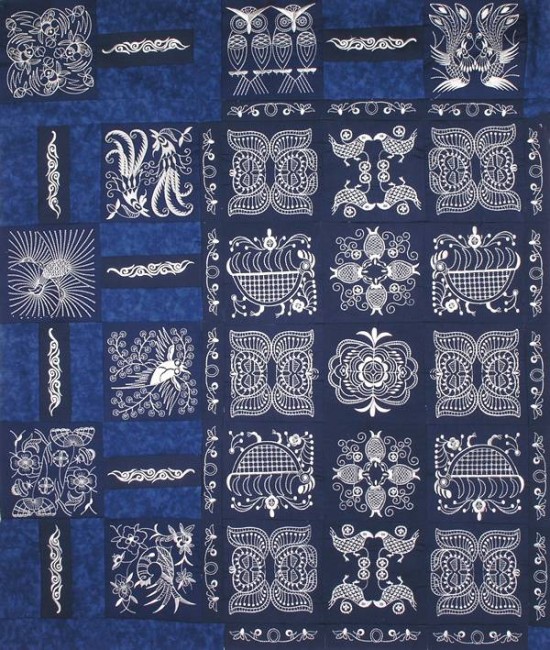 BFC0639 Chinese Indigo Centerpiece, Borders and Corners