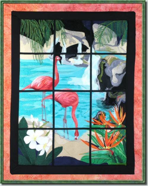 BFC0645 Window-Flamingo Paradise