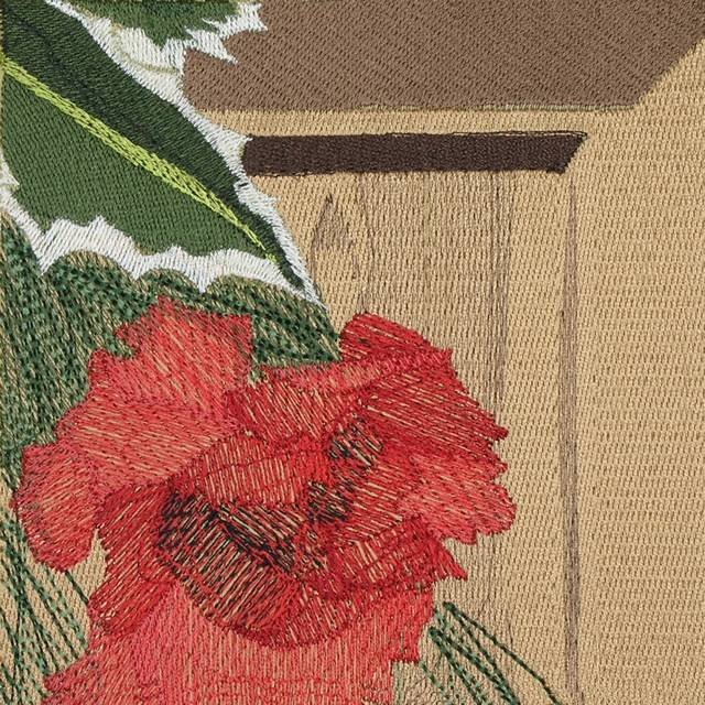 BFC0647 Window-Holly and White Roses