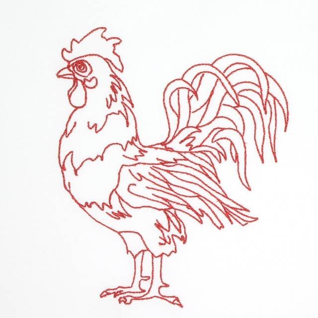 BFC0648 Redwork Roosters