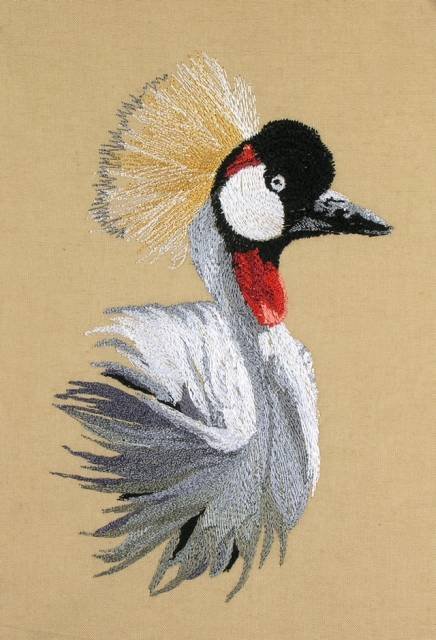 BFC0655 South African Grey Crowned Crane with Flowers