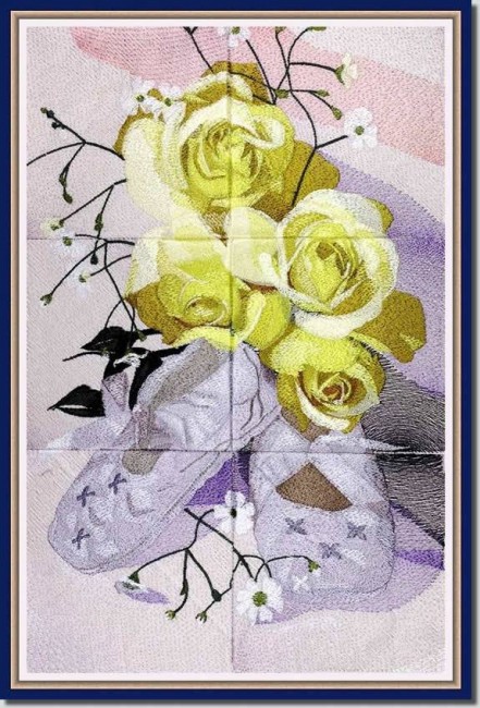 BFC0854 Window - Roses with Ballet Shoe