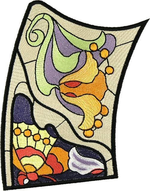 BFC0894 Stained Glass-Art Nouveau Circle in a Square