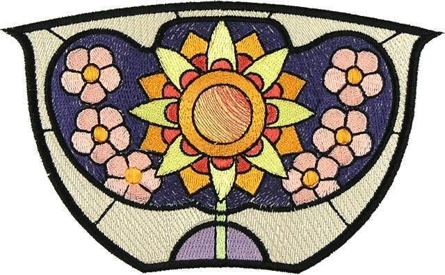 BFC0894 Stained Glass-Art Nouveau Circle in a Square