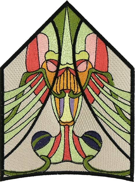BFC0894 Stained Glass-Art Nouveau Circle in a Square