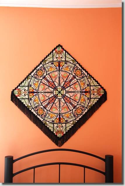 BFC0894 Stained Glass-Art Nouveau Circle in a Square