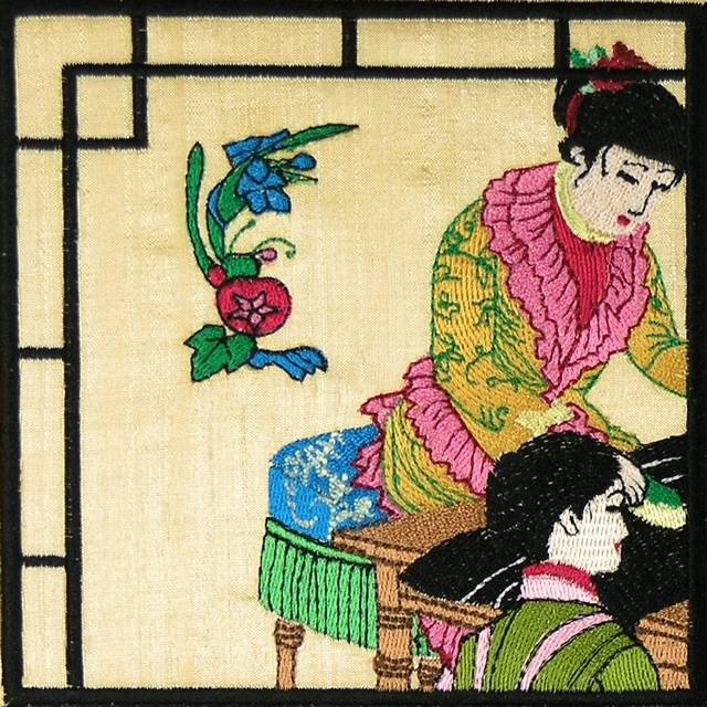 BFC0898 Chinese Sewing Ladies Triptych