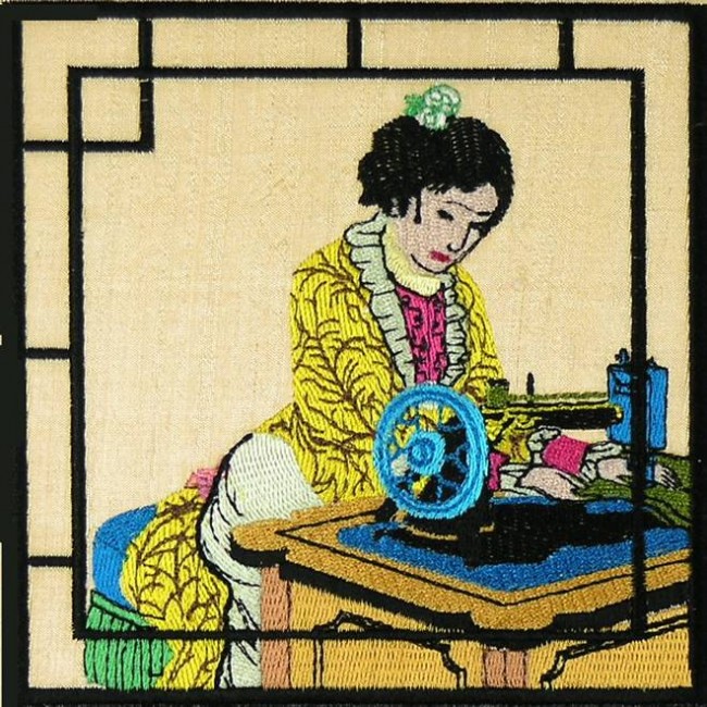 BFC0898 Chinese Sewing Ladies Triptych