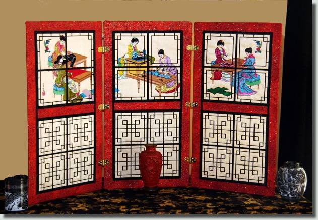BFC0898 Chinese Sewing Ladies Triptych