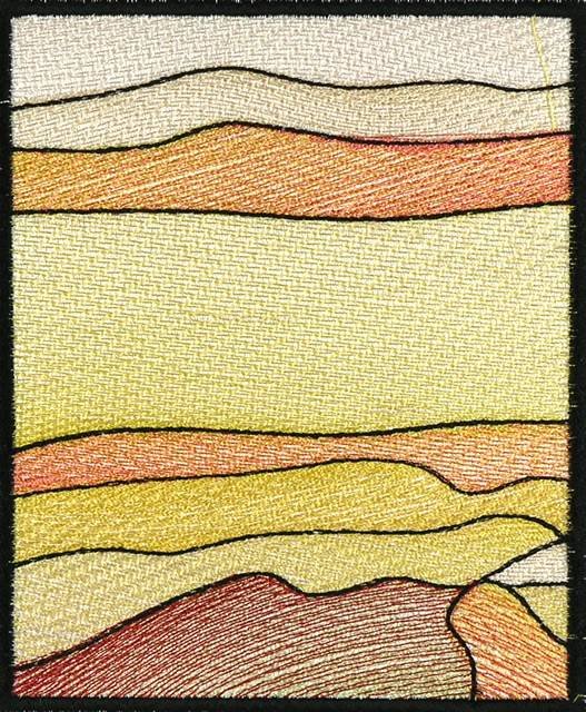 BFC0914 Stained Glass- Hollyhock Triptych