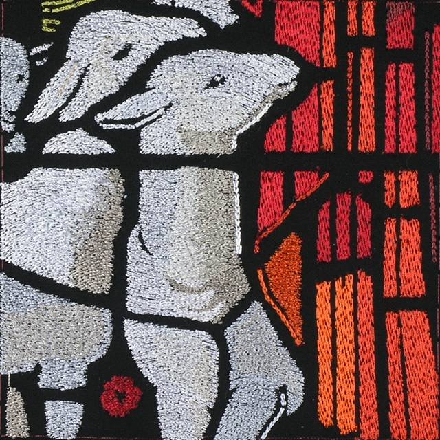 BFC0951 Stained Glass- Christ with Lambs