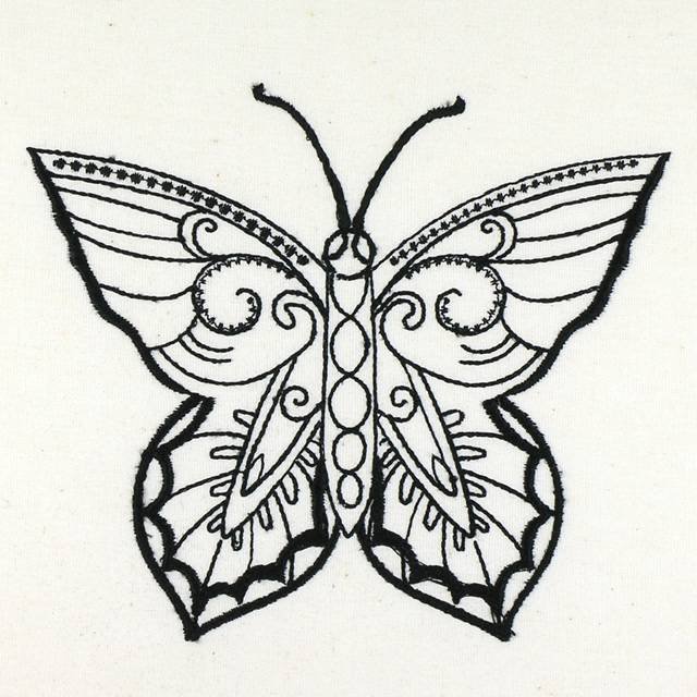 BFC0981 Fantasy Butterflies and Flowers Blackwork