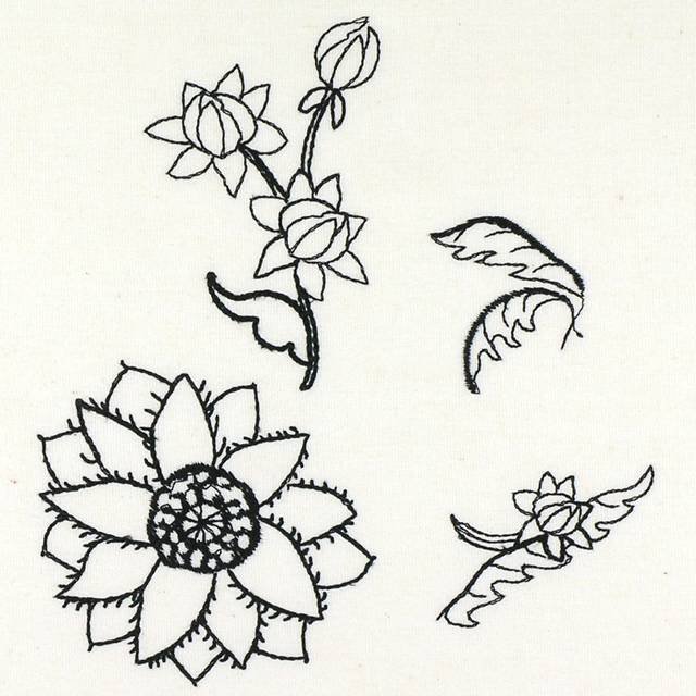 BFC0981 Fantasy Butterflies and Flowers Blackwork