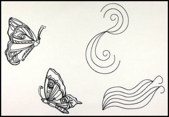 BFC0981 Fantasy Butterflies and Flowers Blackwork
