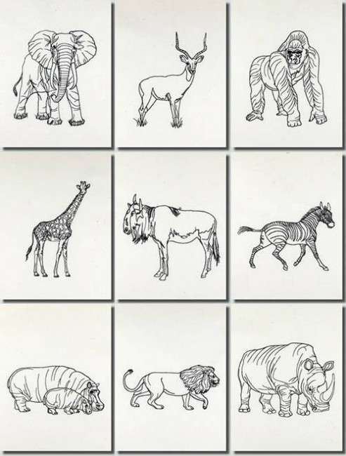 BFC0985 African Animals Blackwork
